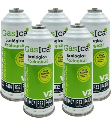Pack 5 botellas gas refrigerante GASICA V2 - R22-R32-R407-R290-R410A Entrega Rápida