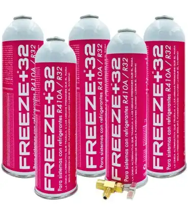 Pack 5 botellas gas refrigerante ecológico FREEZE+32 R410A-R32 + llave de servicio Venta Final