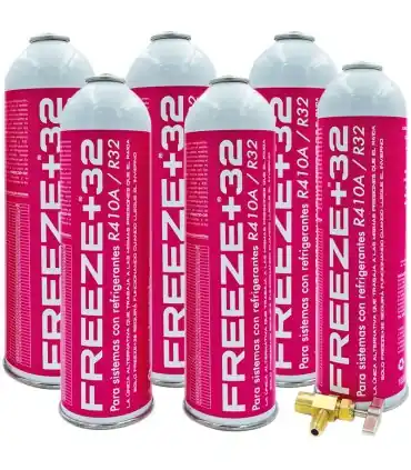 Pack 6 botellas gas refrigerante ecológico FREEZE+32 R410A-R32 + llave de servicio Gran Oferta