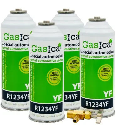 Pack 4 botellas gas refrigerante GASICA YF - R1234yf + llave de servicio Favorito De Clientes