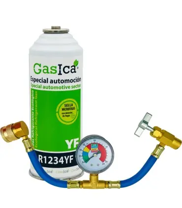 Gas refrigerante ecológico GASICA YF - R1234yf + manómetro Liquidación