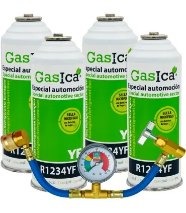 Pack 4 botellas gas refrigerante GASICA YF - R1234yf + manómetro Compra Ahora
