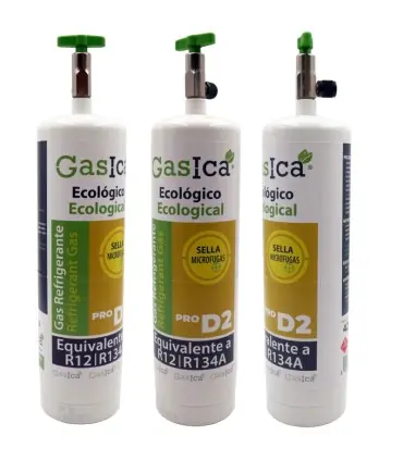 Envío Inmediato Pack 3 botellas gas refrigerante GASICA PRO D2 - R12 R134a