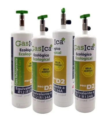 Precio Reducido Pack 4 botellas gas refrigerante GASICA PRO D2 - R12 R134a