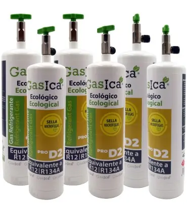 Envío Inmediato Pack 6 botellas gas refrigerante GASICA PRO D2 - R12 R134a