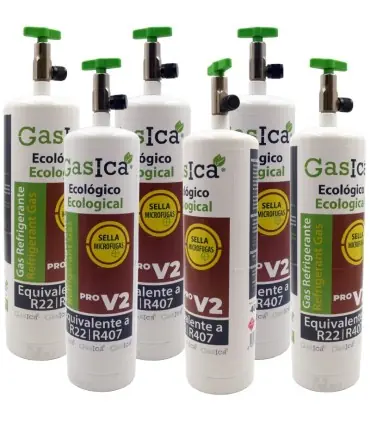 Entrega Rápida Pack 6 botellas gas refrigerante GASICA PRO V2 - R22 R407 R290
