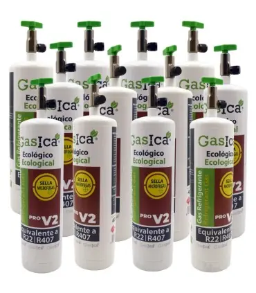 Pack 12 botellas gas refrigerante GASICA PRO V2 - R22 R407 R290 Devolución Gratuita