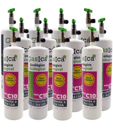 Disponible Ahora Pack 12 botellas gas refrigerante GASICA PRO C10 - R32 R410A