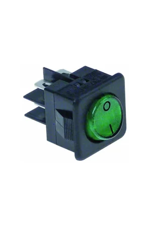 Venta Final Interruptor basculante lavavajillas medida de montaje 25,5x25mm verde 2NO 250V 16A iluminado 0-I