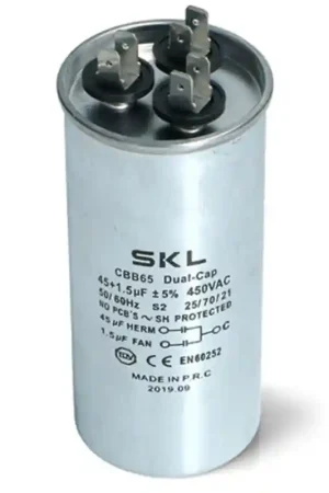 Novedad Condensador 45 + 1,5µf 450v Aire Acondicionado Metalico Trabajo Sta...