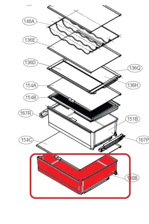 Cajón inferior refrigerador MJS64671901 Popular