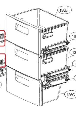 Alta Calidad Guía derecha cajón superior o intermedio congelador MEA63132402