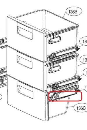 Guía izquierda cajón refrigerador MEA63132501 Última Versión