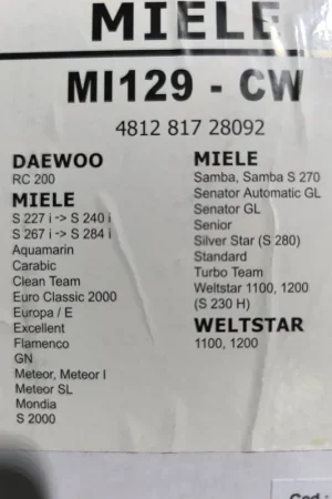 Devolución Gratuita BOLSA ASPIRADOR MIELE+2FILTRO, CAJA 5 BOLSAS+2FILTRO, VER FOTO MODELOS,62673W