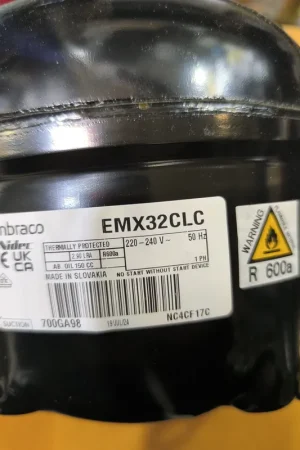 Precio De Fábrica COMPRESOR FRIGORIFICO EMBRACO,1/10CV, R600A, 220V, 50Hz, SIN ARRANCADOR, EMX32CLC