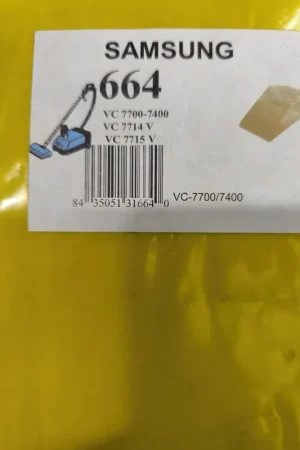 BOLSA ASPIRADOR SAMSUNG, CAJA 5 BOLSAS, RECAMBIO ALTERNATIVO, CARTON 98MM, DIAMETRO 45MM, VC7700 Promoción