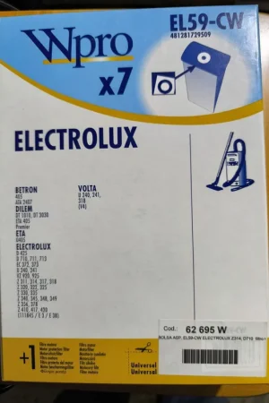 Descuento BOLSA ASPIRADOR ELECTROLUX, CAJA 7 BOLSAS+1FILTRO, VER FOTO MODELOS COMPATIBLES, EL59-CW