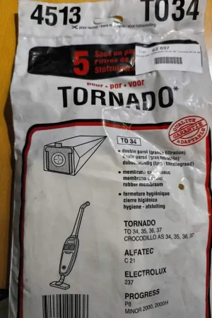 BOLSA ASPIRADOR TORNADO, ELECTROLUX, PROGRESS, CAJA 5 BOLSAS PAPEL, CARTON 75MM, DIAMETRO 42MM, TO34 Popular