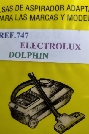 Stock Limitado BOLSA ASPIRADOR ELECTROLUX, DOLPHIN, PROGRESS, TORNADO, VER FOTO MODELOS, CAJA 5 BOLSAS PAPEL, CARTON 142MM, DIAMETRO 46MM, KIT DE 2 CAJAS DE 5 BOLSAS CADA UNA, 747