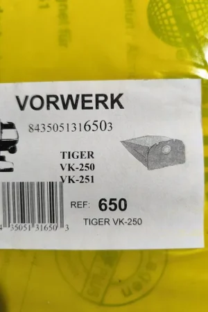 Promoción BOLSA ASPIRADOR VORWERK, CAJA 5 BOLSAS PAPEL, CARTON 225MM, DIAMETRO 54MM, VK250