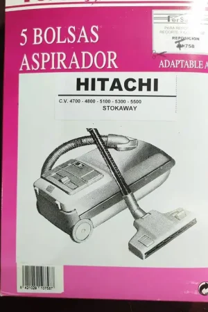 Económico BOLSA ASPIRADOR HITACHI, PAQUETE 5 BOLSAS PAPEL, VER FOTO MODELOS, F-758