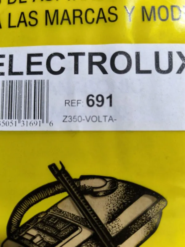 Certificado BOLSA ASPIRADOR ELECTROLUX, Z350, CAJA 5 BOLSAS PAPEL, AÑO 1982, Z350