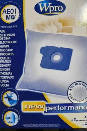 Favorito De Clientes BOLSA ASPIRADOR AEG, DE LONGHI, CAJA 4 BOLSAS + 1 FILTRO, VER FOTO MARCAS MODELOS COMPATIBLES, AE01-MW