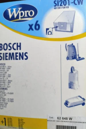 Últimas Unidades BOLSA ASPIRADOR BOSCH, SIEMENS, CAJA 6 BOLSAS, VER FOT MODELOS, SI201-CW