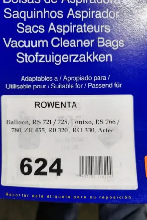 Mejor Precio BOLSA ASPIRADOR ROWENTA, RS721,ZR455, RO330, CAJA 5 BOLSAS PAPEL, 624