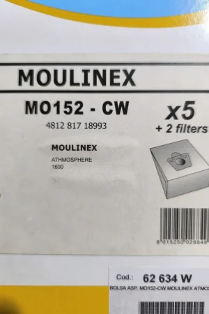 Gran Oferta BOLSA ASPIRADOR MOULINEX, ATHMOSPHERE, CAJA 5 BOLSAS+2FILTROS,MO152-W