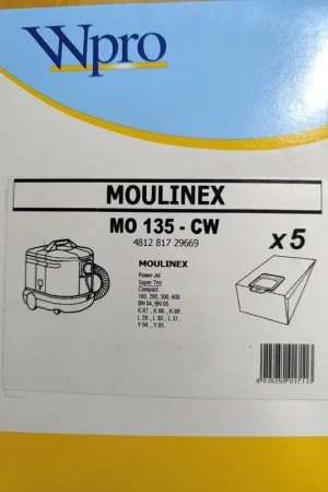 Alta Calidad BOLSA ASPIRADOR MOULINEX, CAJA 5 BOLSAS,MO135-W