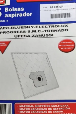 Oferta BOLSA ASPIRADOR AEG, PAQUETE 5 BOLSAS MICROFIBRA, GR28, 62735WMF