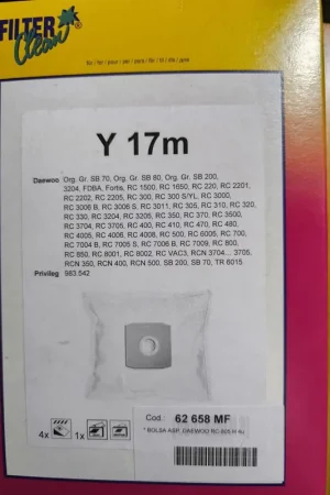 Bestseller BOLSA ASPIRADOR DAEWOO, CAJA 4 UNIDADES, VER FOTO MODELOS COMPATIBLES, 62658MF
