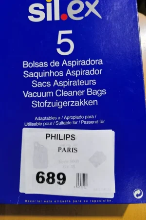 Solo Hoy BOLSA ASPIRADORA PHILIPS PARIS, CAJA 5 BOLSAS, 689