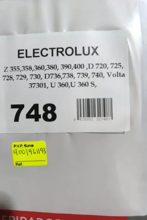 Alta Calidad BOLSA ASPIRADOR ELECTROLUX, RECAMBIO ALTERNATIVO, CAJA 5 BOLSAS, CARTON 175X135/155MM, 9001961193