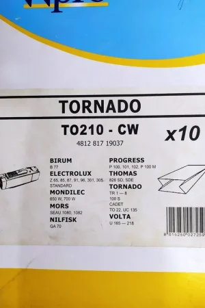 BOLSA ASPIRADOR ELECTROLUX, TORNADO, VER MODELOS MARCAS FOTO, PAQUETE 10 BOLSAS, RECAMBIO ALTERNATIVO,TO210-CW Marca Reconocida
