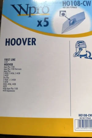 BOLSA ASPIRADOR HOOVER, FIRST LINE, CAJA 5 BOLSAS. HO108-CW Liquidación