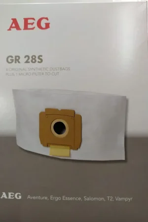 BOLSA ASPIRADOR AEG, ELECTROLUX, ZANUSSI, PAQUETE 4 BOLSAS SINTETICAS+FILTRO MOTOR, RECAMBIO ORIGINAL, GR28S, 9002565423 Marca Reconocida