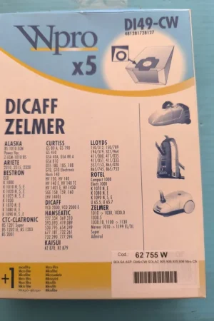 Envío Exprés BOLSA ASPIRADOR ALASKA, VER COMPATIBLE OTRAS MARCAS, CAJA 5 BOLSAS, DI49CW