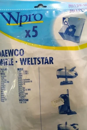 BOLSA ASPIRADOR MIELE, RECAMBIO ALTERNATIVO, MODELOS, S227,S240I,S269I,S282I,S2000, VER FOTO MODELOS MARCAS , PAQUETE 5 BOLSAS PAPEL+1FILTRO, 481981729252, MI129-WS Precio De Oferta