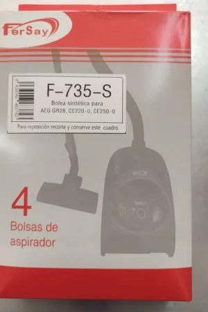 Oferta Limitada BOLSA ASPIRADOR AEG, ELECTROLUX, ZANUSSI, PAQUETE 4 BOLSAS SINTETICAS, RECAMBIO ALTERNATIVO, AEG Vampyr, GR28S, 9002565423, F735S